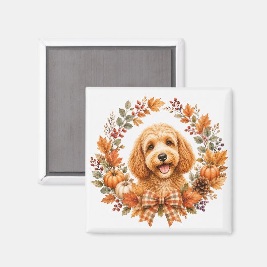Cockapoo-herfstkrans Magneet (Voorkant / Achterkant)