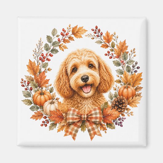 Cockapoo-herfstkrans Magneet (Voorkant)