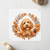 Cockapoo-herfstkrans Notitiekaartje (Voorkant / Achterkant in situ)