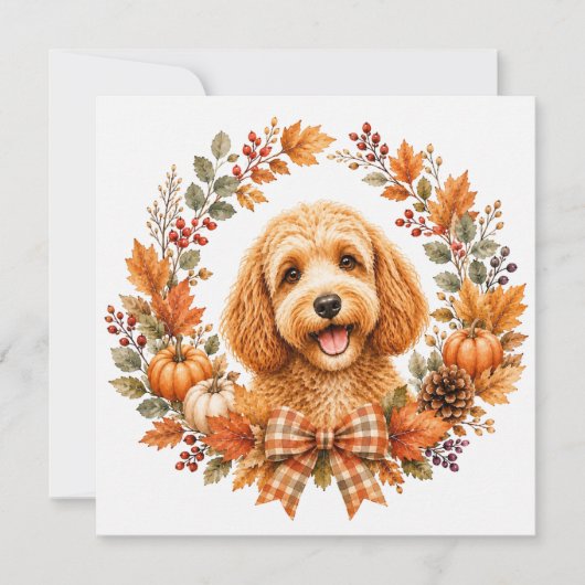 Cockapoo-herfstkrans Notitiekaartje (Voorkant)
