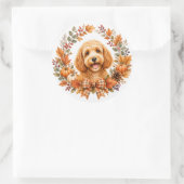 Cockapoo-herfstkrans Ronde Sticker (Tas)