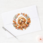 Cockapoo-herfstkrans Ronde Sticker (Envelop)