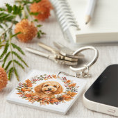 Cockapoo-herfstkrans Sleutelhanger (Voorkant Rechts)