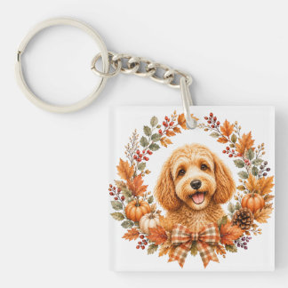 Cockapoo-herfstkrans Sleutelhanger
