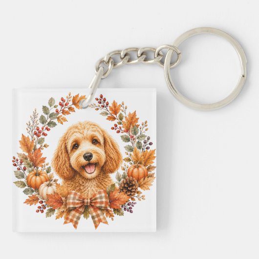Cockapoo-herfstkrans Sleutelhanger (Achterkant)