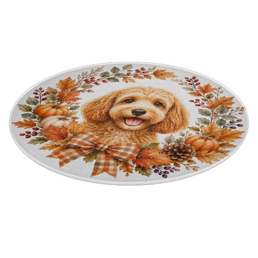 Cockapoo herfstkrans snijplank (Hoek)