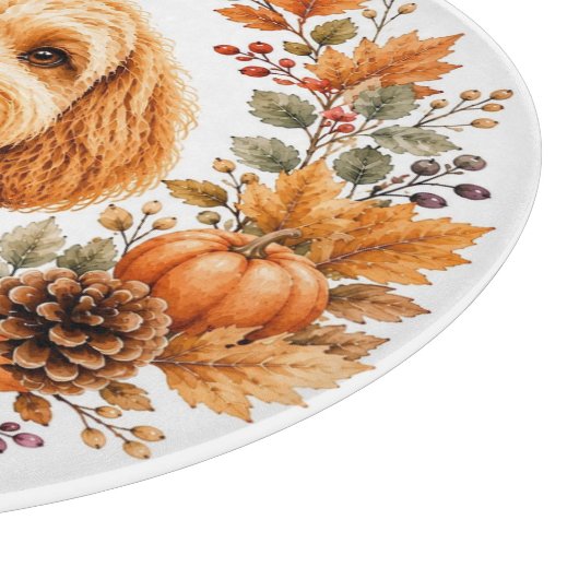 Cockapoo herfstkrans snijplank (Hoek)