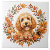 Cockapoo herfstkrans tegeltje (Voorkant)