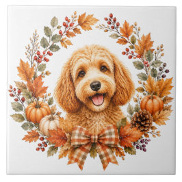 Cockapoo herfstkrans tegeltje