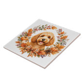 Cockapoo herfstkrans tegeltje (Zijkant)