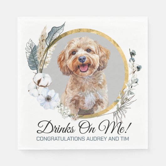 Cockapoo Hond bruiloft servetten met honden Foto (Voorkant)