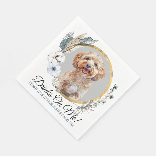 Cockapoo Hond bruiloft servetten met honden Foto (Hoek)