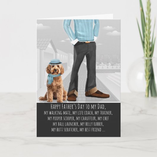 Cockapoo-hond en vader voor Vaderdag Feestdagen Kaart (Voorkant)