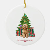 Cockapoo Hond Familie Kerstmis Keramisch Ornament (Voorkant)