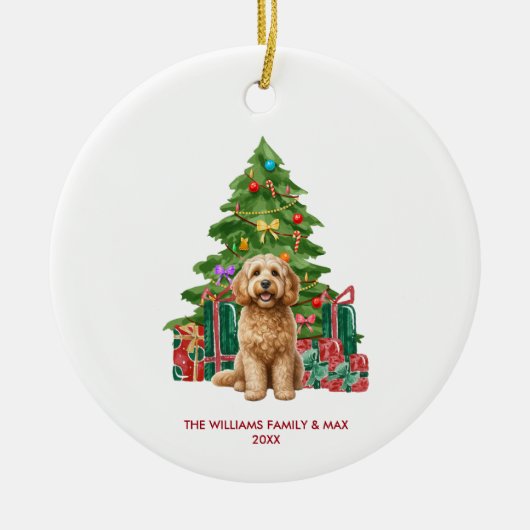 Cockapoo Hond Familie Kerstmis Keramisch Ornament (Voorkant)