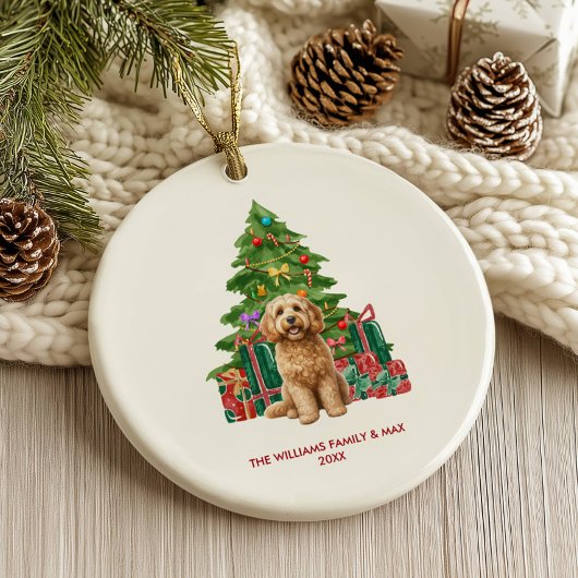 Cockapoo Hond Familie Kerstmis Keramisch Ornament