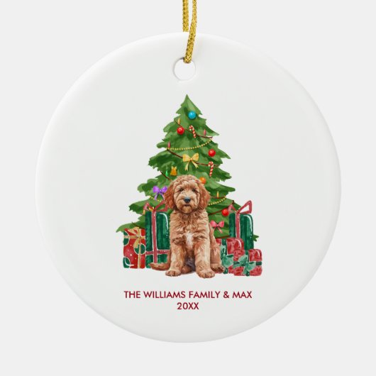 Cockapoo hond gepersonaliseerde kerst keramisch ornament (Voorkant)