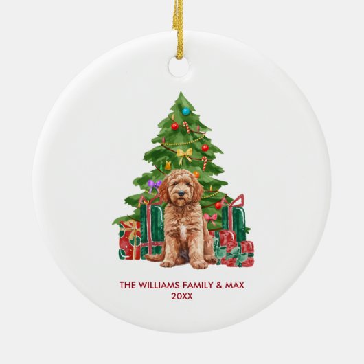 Cockapoo hond gepersonaliseerde kerst keramisch ornament (Achterkant)