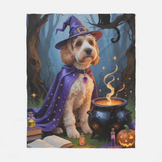 Cockapoo Hond grillig Halloween schilderij Fleece Deken (Voorkant)