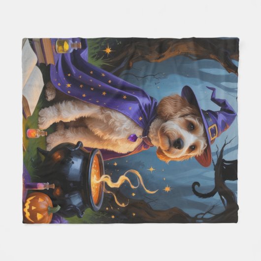 Cockapoo Hond grillig Halloween schilderij Fleece Deken (Voorkant (Horizontaal))