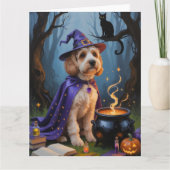 Cockapoo Hond grillig Halloween schilderij Kaart (Voorkant)