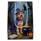 Cockapoo Hond grillig Halloween schilderij Medium Cadeauzakje (Achterkant)