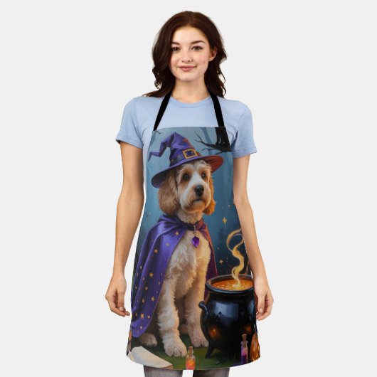 Cockapoo Hond grillig Halloween schilderij Schort (Gedragen)