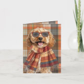 Cockapoo-hond Herfst Geruite Monogram Kaart (Voorkant)