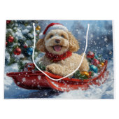 Cockapoo-hond in slee Laat het sneeuwen Kerstmis Groot Cadeauzakje (Voorkant)