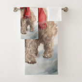 Cockapoo Hond in Sneeuw Kerstmis Bad Handdoek (Insitu)