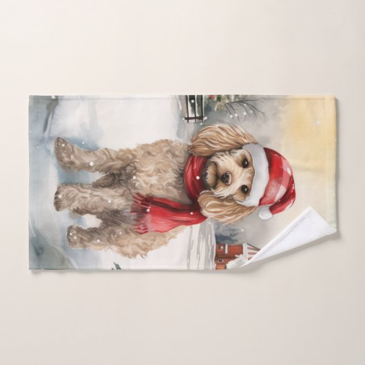Cockapoo Hond in Sneeuw Kerstmis Bad Handdoek (Handdoek)