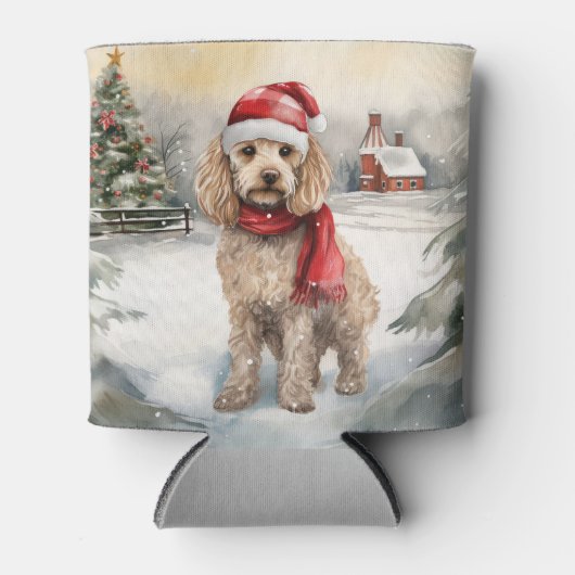 Cockapoo Hond in Sneeuw Kerstmis Blikjeskoeler (Voorkant)