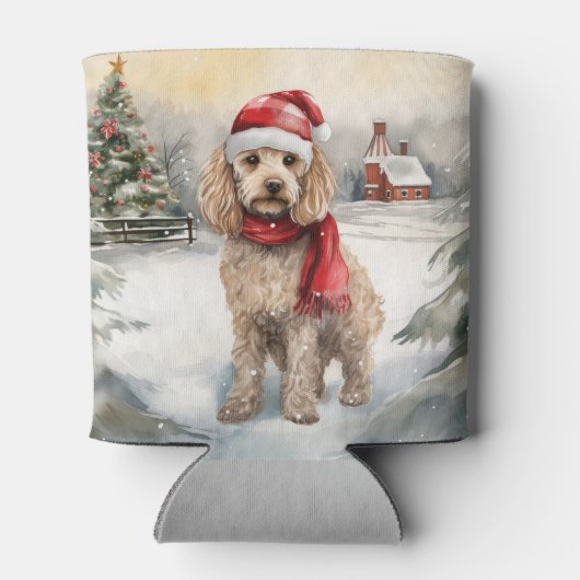 Cockapoo Hond in Sneeuw Kerstmis Blikjeskoeler (Achterkant)