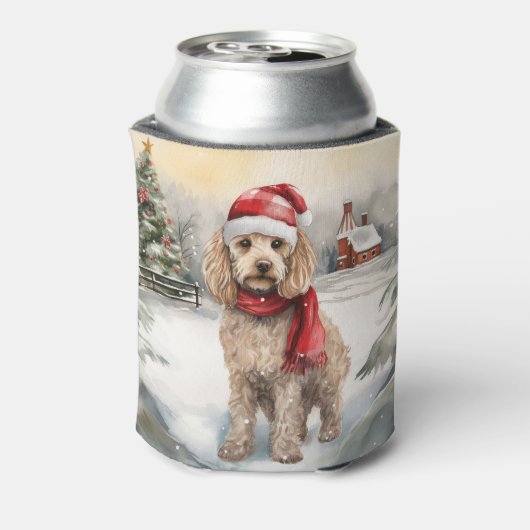 Cockapoo Hond in Sneeuw Kerstmis Blikjeskoeler (Blikje Achterkant)