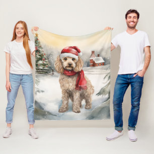 Cockapoo Hond in Sneeuw Kerstmis Fleece Deken