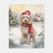 Cockapoo Hond in Sneeuw Kerstmis Fleece Deken (Voorkant)