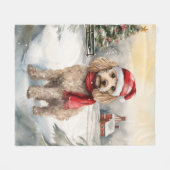 Cockapoo Hond in Sneeuw Kerstmis Fleece Deken (Voorkant (Horizontaal))