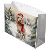 Cockapoo Hond in Sneeuw Kerstmis Groot Cadeauzakje (Achterkant Gekanteld)