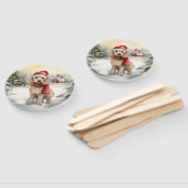 Cockapoo Hond in Sneeuw Kerstmis Handwaaier (Niet-gemonteerd)