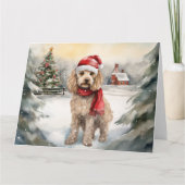 Cockapoo Hond in Sneeuw Kerstmis Kaart (Voorkant)
