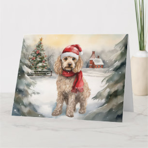 Cockapoo Hond in Sneeuw Kerstmis Kaart