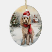 Cockapoo Hond in Sneeuw Kerstmis Keramisch Ornament (Rechts)