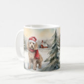 Cockapoo Hond in Sneeuw Kerstmis Koffiemok (Voorkant links)