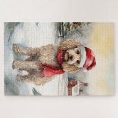 Cockapoo Hond in Sneeuw Kerstmis Legpuzzel (Horizontaal)