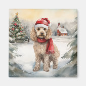 Cockapoo Hond in Sneeuw Kerstmis Magneet (Voorkant)