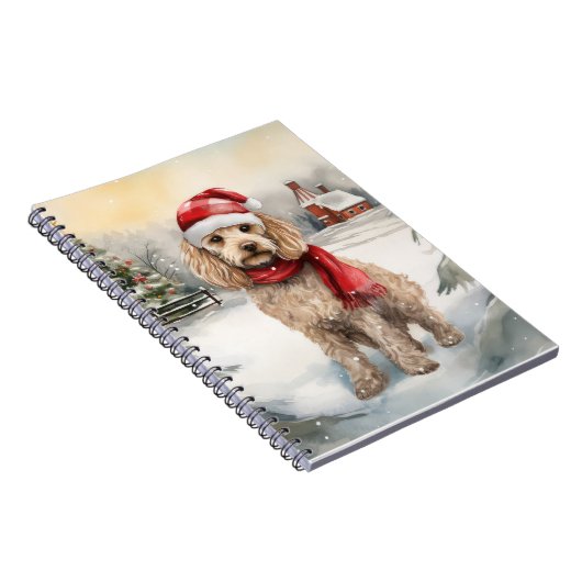 Cockapoo Hond in Sneeuw Kerstmis Notitieboek (Rechterzijde)