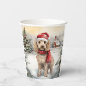 Cockapoo Hond in Sneeuw Kerstmis Papieren Bekers (Achterkant)