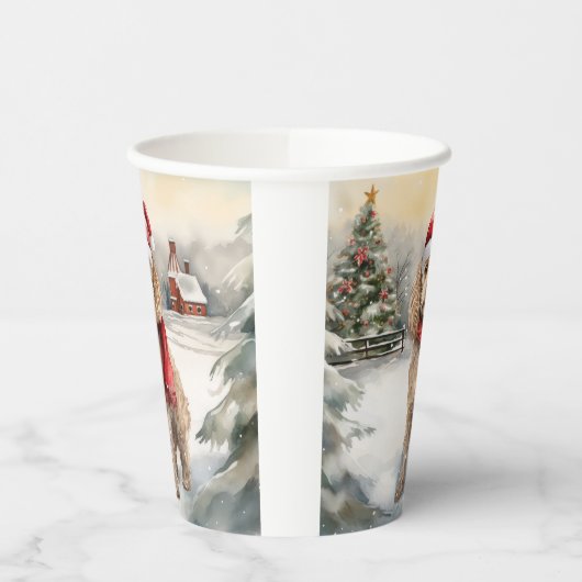 Cockapoo Hond in Sneeuw Kerstmis Papieren Bekers (Links)