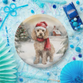 Cockapoo Hond in Sneeuw Kerstmis Papieren Bordje (Feest)