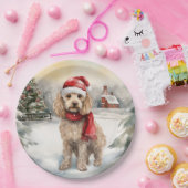 Cockapoo Hond in Sneeuw Kerstmis Papieren Bordje (Feest)